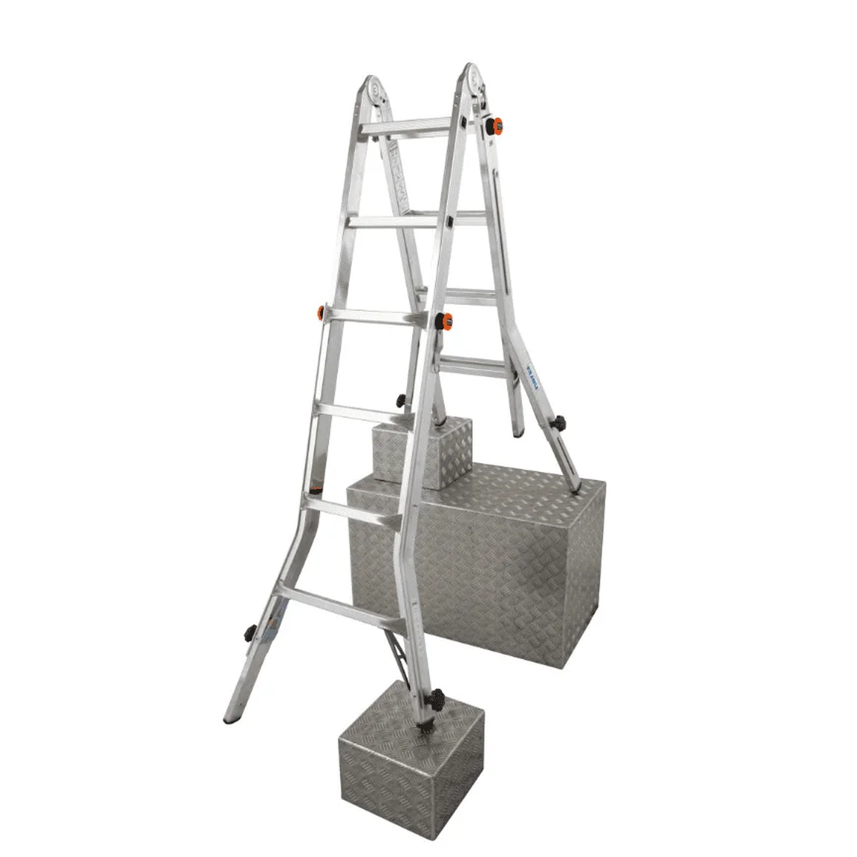 Шарнирная телескопическая лестница TELEVARIO 4х4 с выдвижными боковинами, универсальная